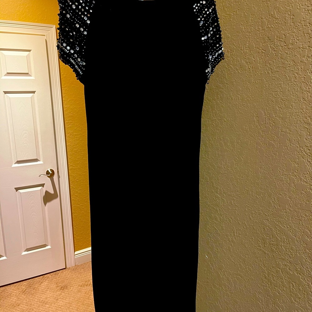 Black dress with rhinestone sleeves
